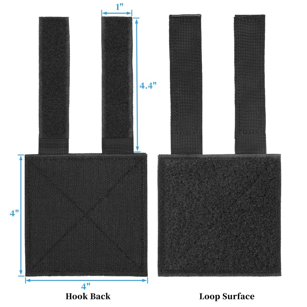2Pack Molle Patch Panel Hook&Loop Adapter for DIY 4''x4'', Black