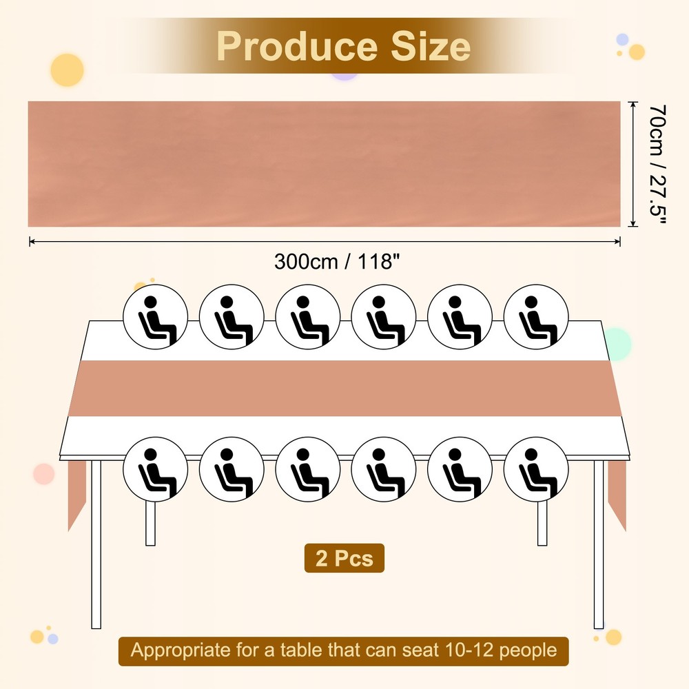 2 Pcs Rose Gold Chiffon Table Runner 27.5" x 118" Romantic Table Runner