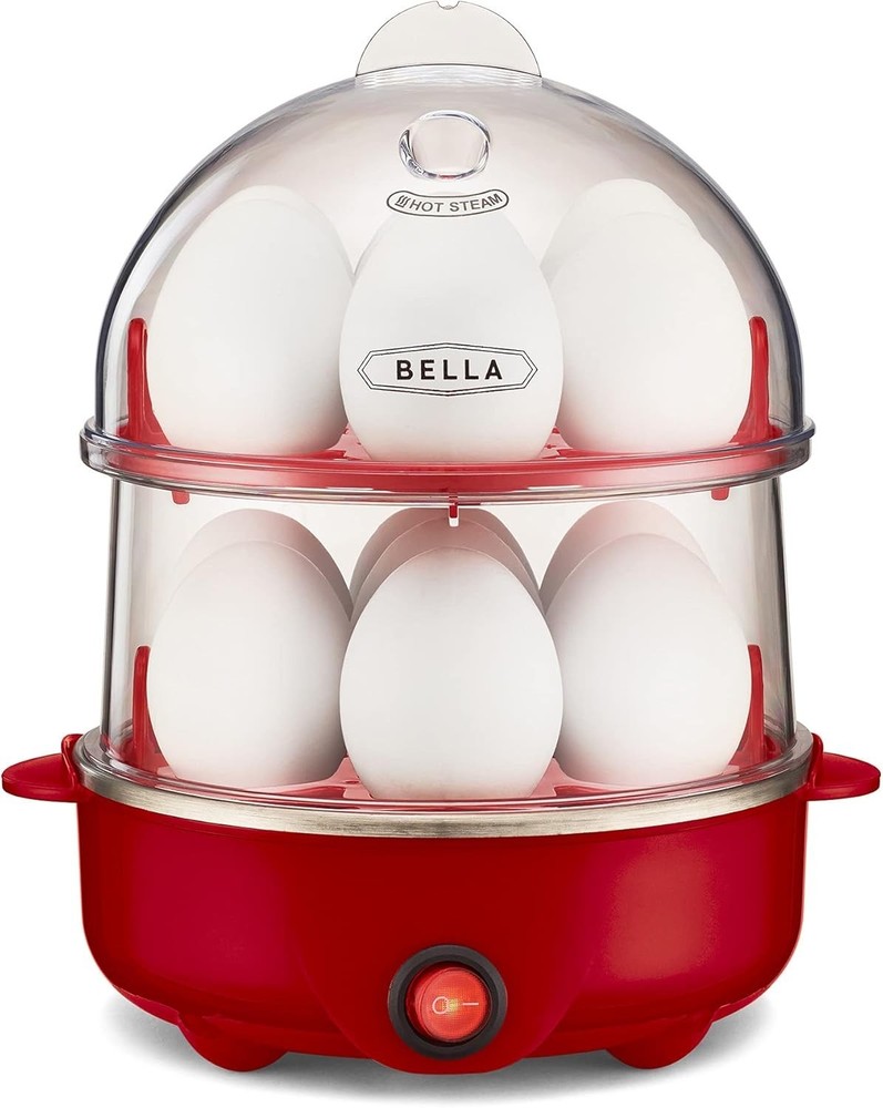 Electric Egg Cooker 14 Eggs Capacity Tray Double Stack Poached Scrambled Hard