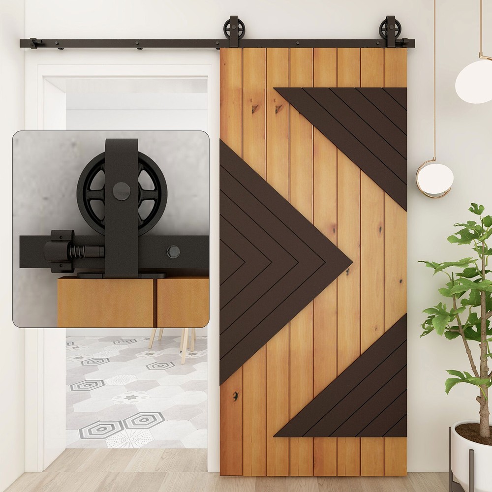 4-20FT Sliding Barn Door Hardware Kit Single Double Doors Medium Wheel RollerKit