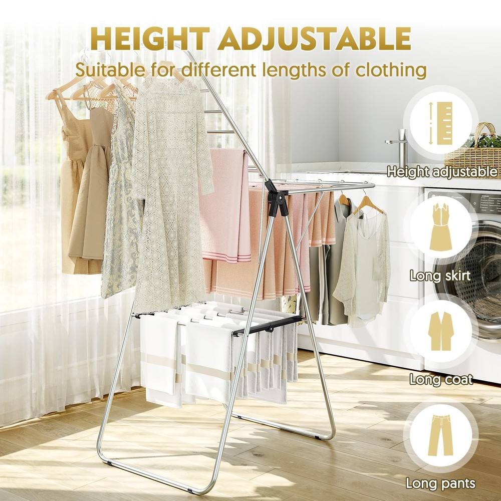 APEXCHASER Clothes Drying Rack, Drying Rack Clothing with Height-Adjustable, ...