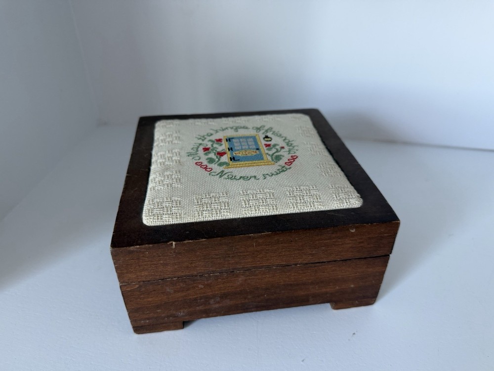 Vintage Small Box With Needlepoint Top