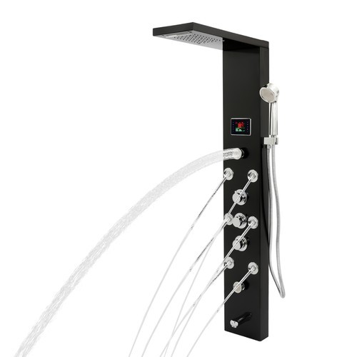 LED 3-Handle Shower Kit Rainfall Shower Panel Tower System Shower Head Waterfall