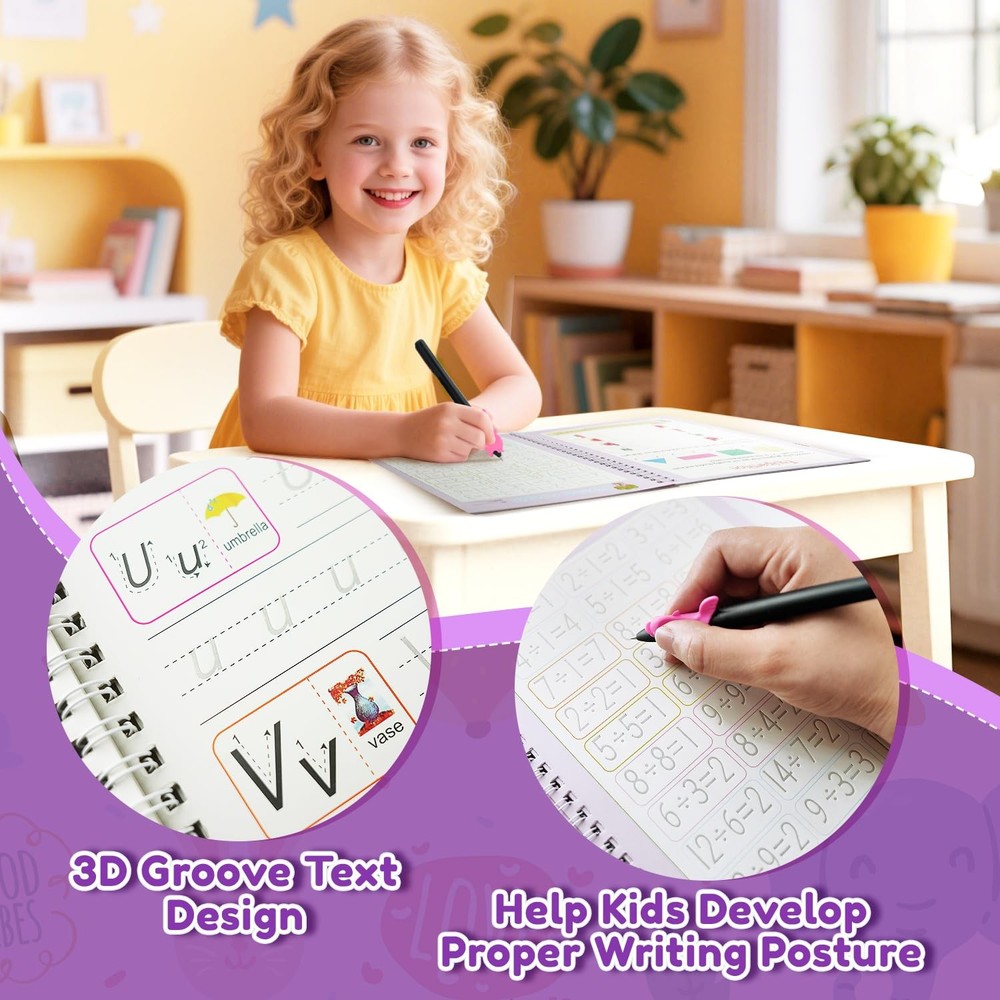 Elover Magic Grooved Writing Practice for 7.4 * 5.1 INCH, Multicolor