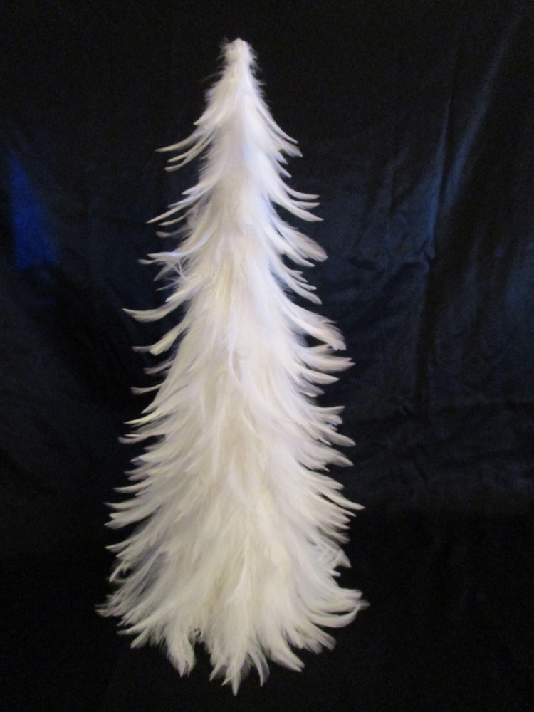 White Feather Feathers Tree Christmas 21"H 5" Diameter Base