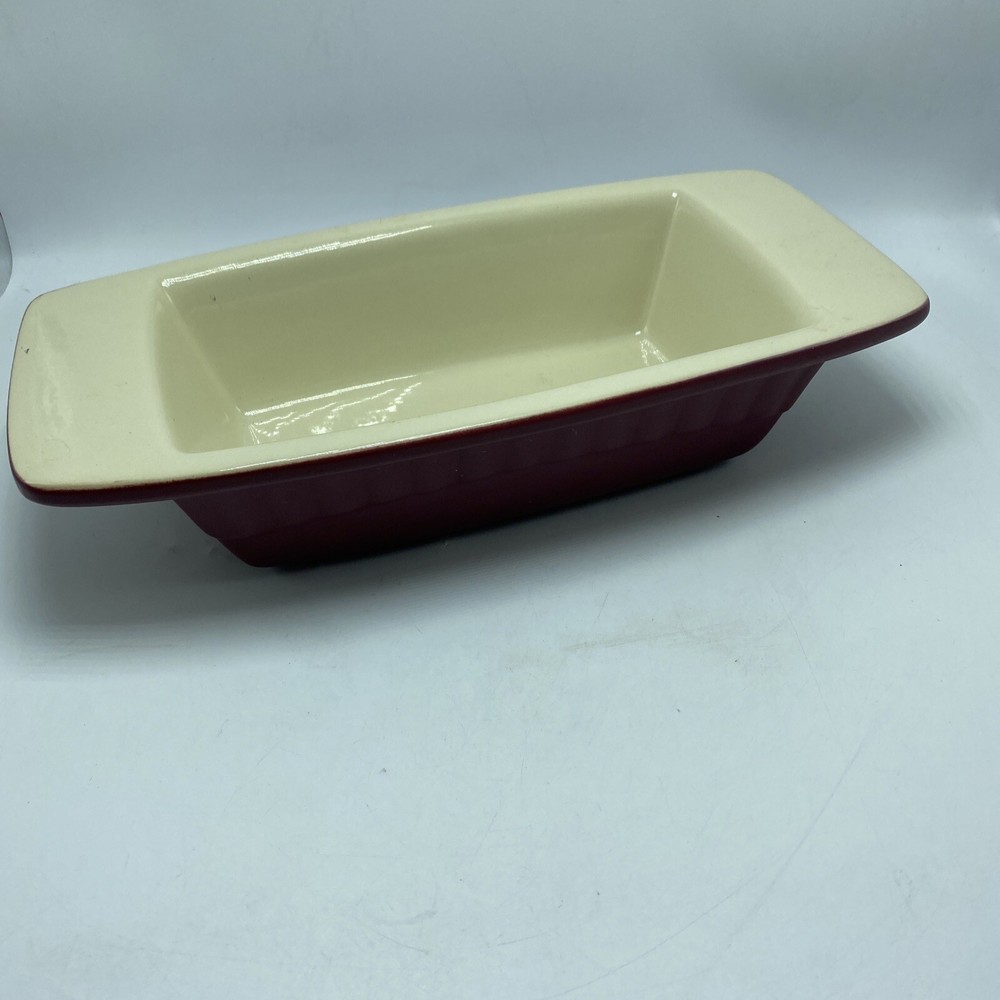 KitchenAid 1 Quart Loaf Pan Bread Casserole Dish Ceramic Stoneware Maroon Handle