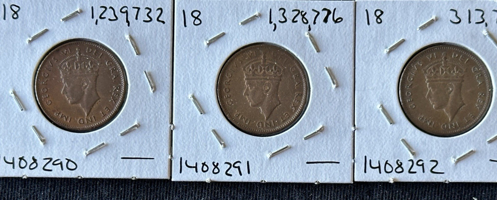 Newfoundland Canada Small Cent COMPLETE Collection 1938 - 1947!