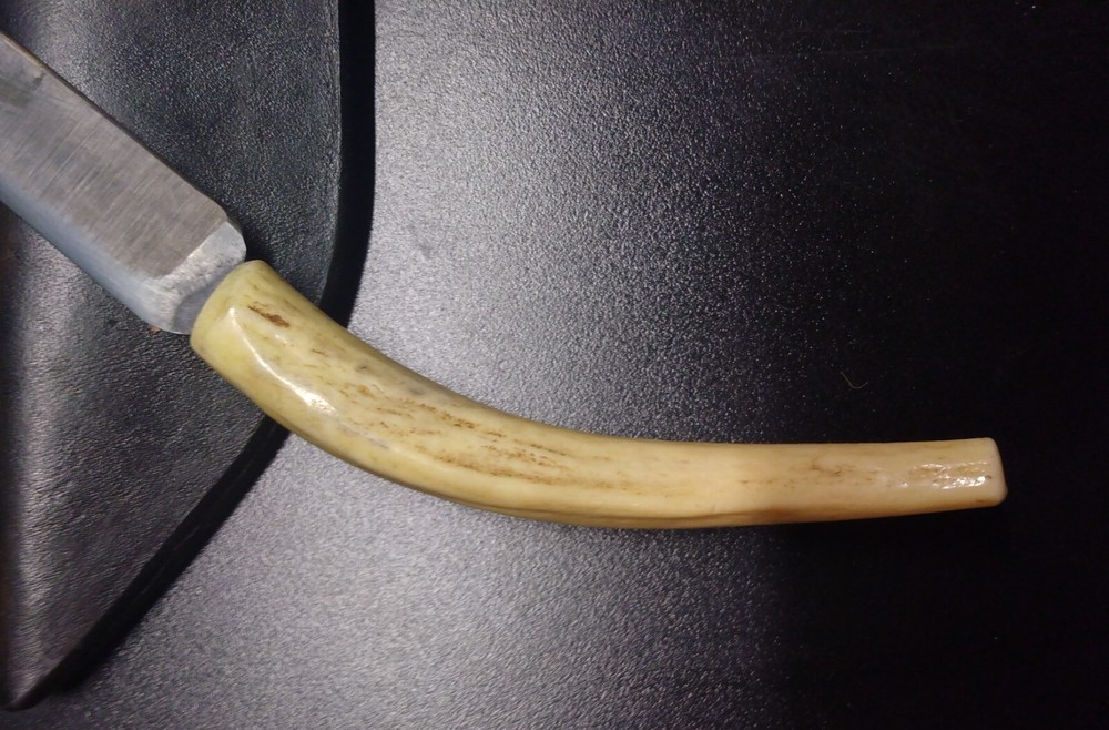 Unique handmade 8" knife in leather sheath