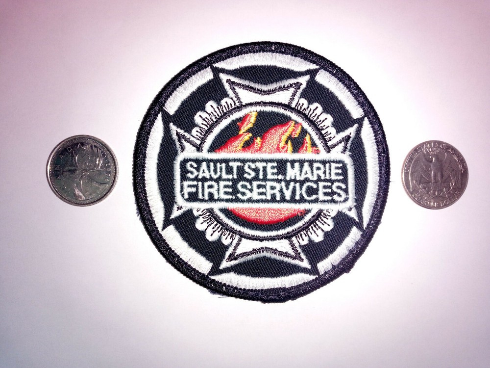 Vintage Sault Ste. Marie Fire Services Silver Patch Badge Crest