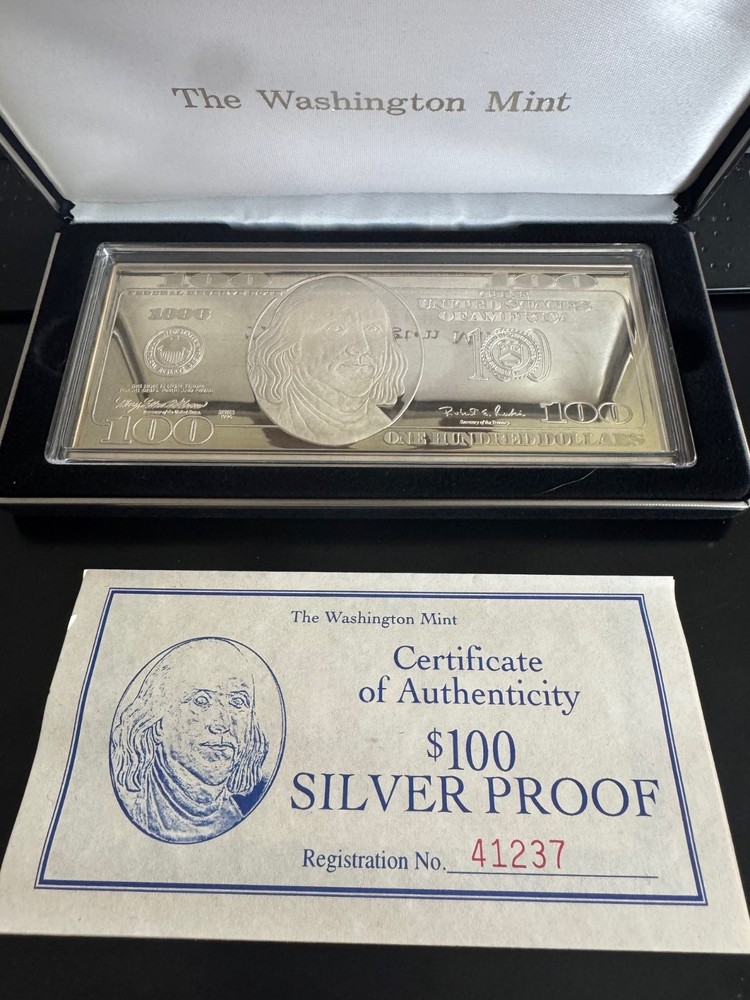 Washington Mint $100 Silver Proof Certificates - 3 Different Designs