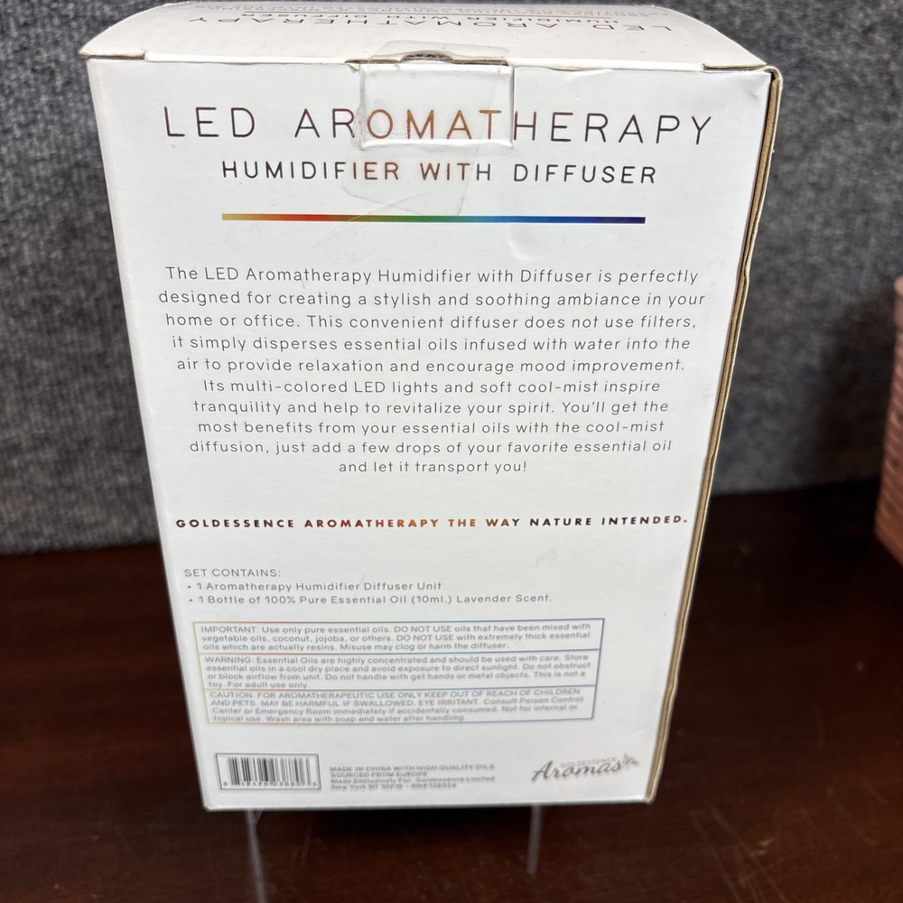 LED Aromatherapy Humidifier With Diffuser Goldessence Aromas 100% Pure Essential