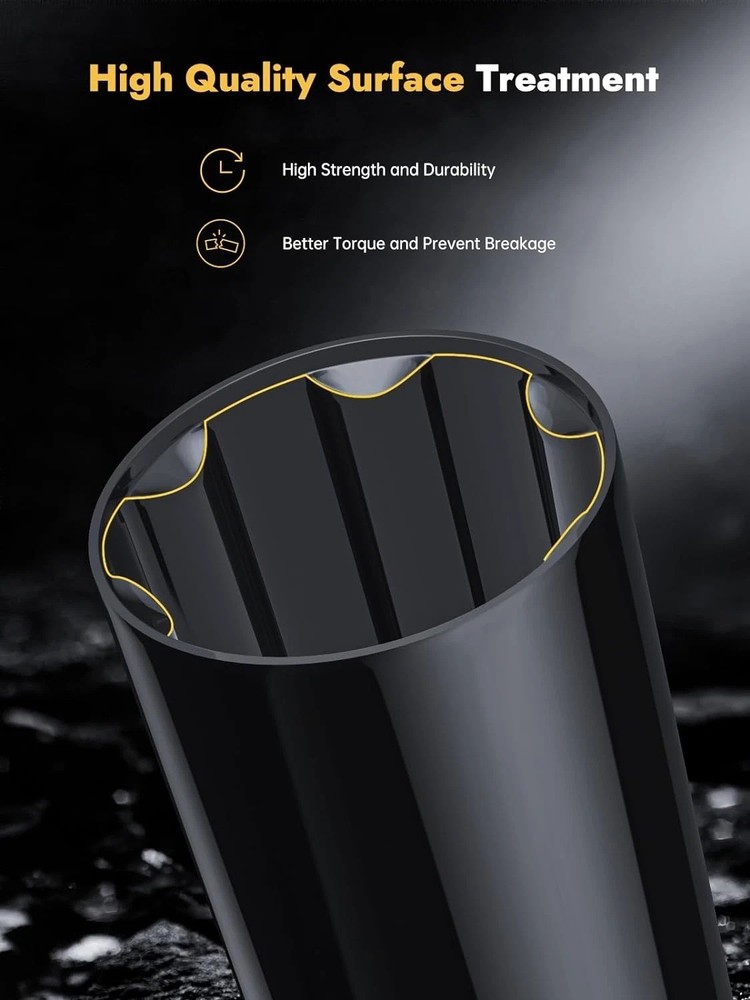 6-Point Spline Lug Nut Socket Key Tool - 17mm Hex Black