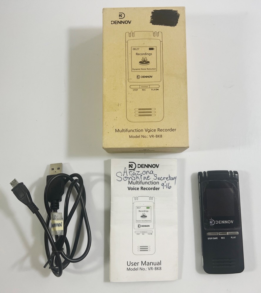 Dennov Digital Multifunction Voice Recorder - Black Model No: VR-BK8