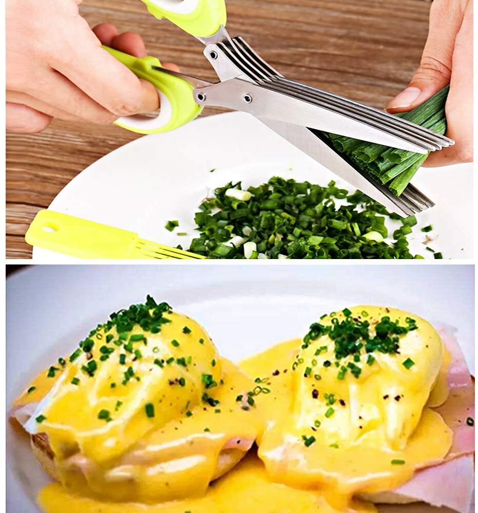 Herb Scissors Chop Herbs Easily with 5 Blade Scissors Onion Cutter Kitchen Tool