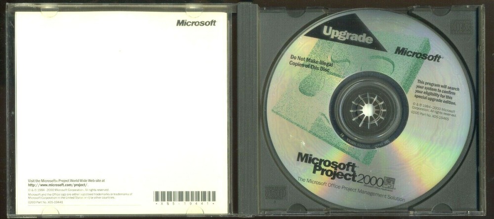 MICROSOFT PROJECT 2000 UPGRADE CD with PRODUCT KEY !!