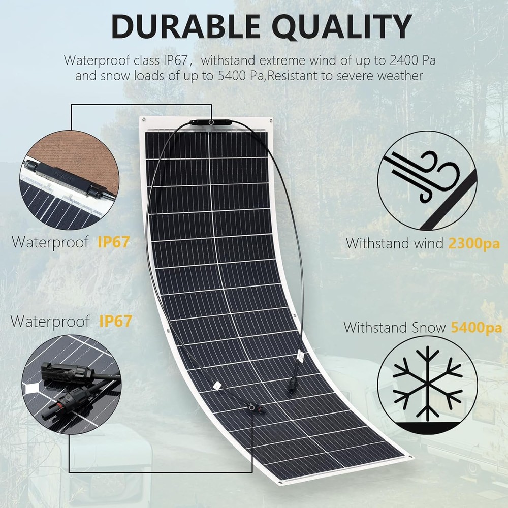 200W Flexible Solar Panel 12V 2x100W Kit