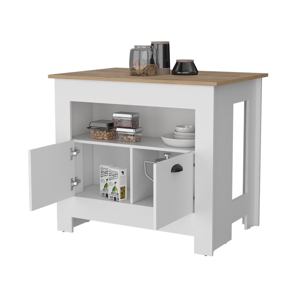 Theba Kitchen Island, whit 2 doors, 3 shelves
