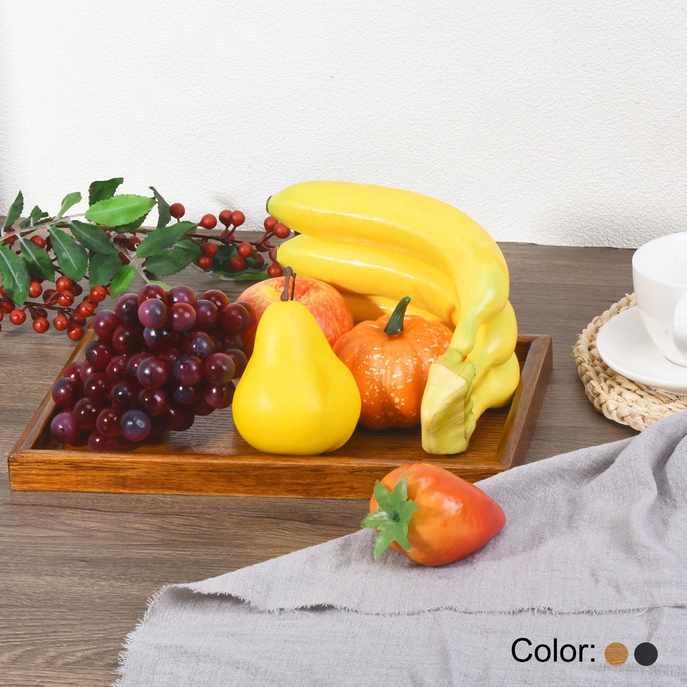 Wood Serving Tray 12"x8" Outer Base Rectangular Decorative Platter Black