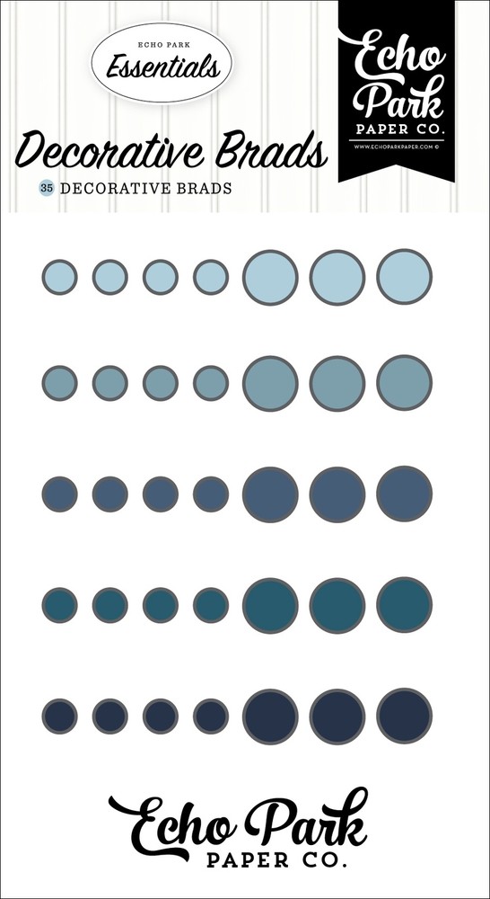 Echo Park Decorative Brads-Blue - 3 Pack