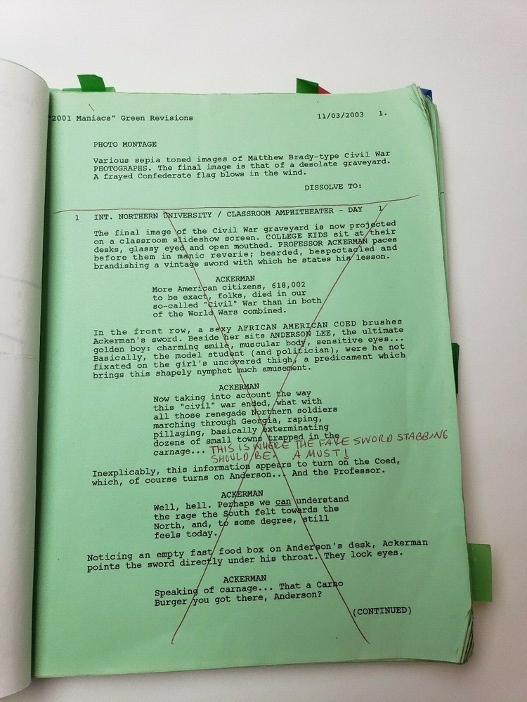 2001 MANIACS / Tim Sullivan 2003 Screenplay, Robert Englund remote town Horror
