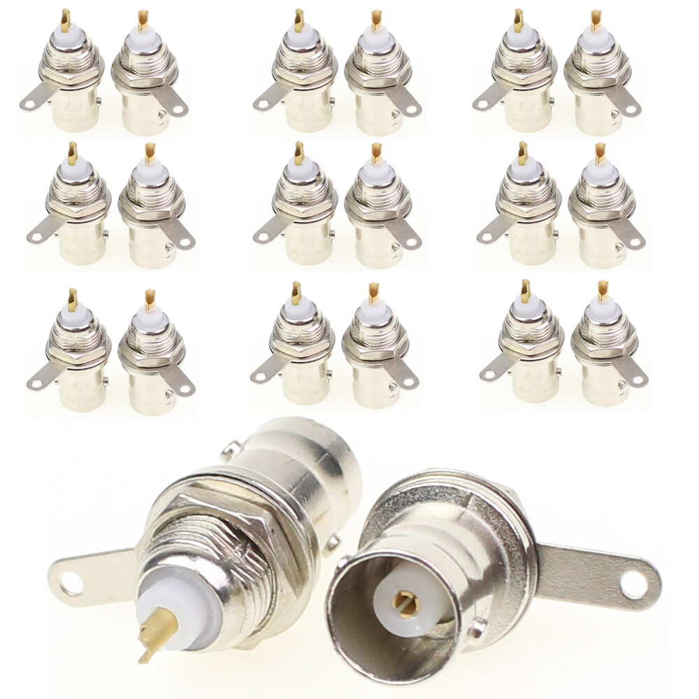 20Pcs BNC Female Chassis Panel Mount Solder Nut Bulkhead Type Jack RF Connector