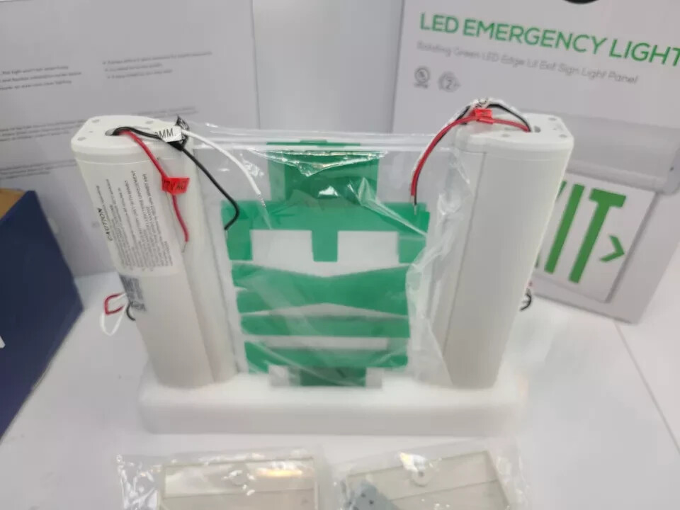 4 Pack Green Exit Signs Leonlite Hardwired LED Lit w/ Battery Backup 2 sided New