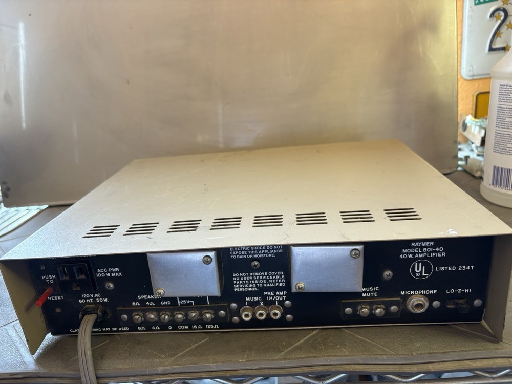 Vtg Raymer Model 801-40 Solid State Amplifier Amp Powers On As Is