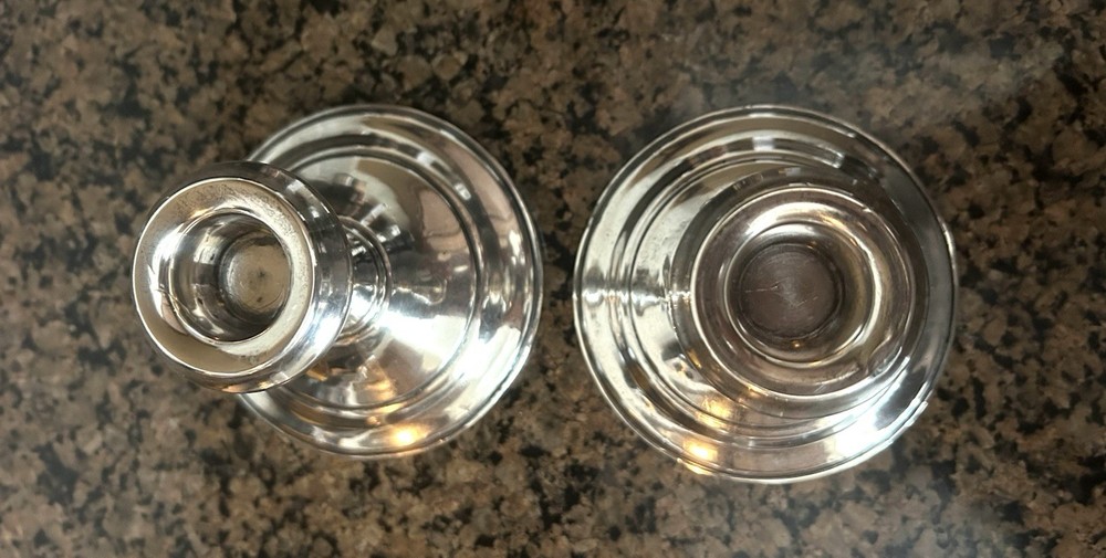 Pair Of Console Sterling Candlesticks 3” T