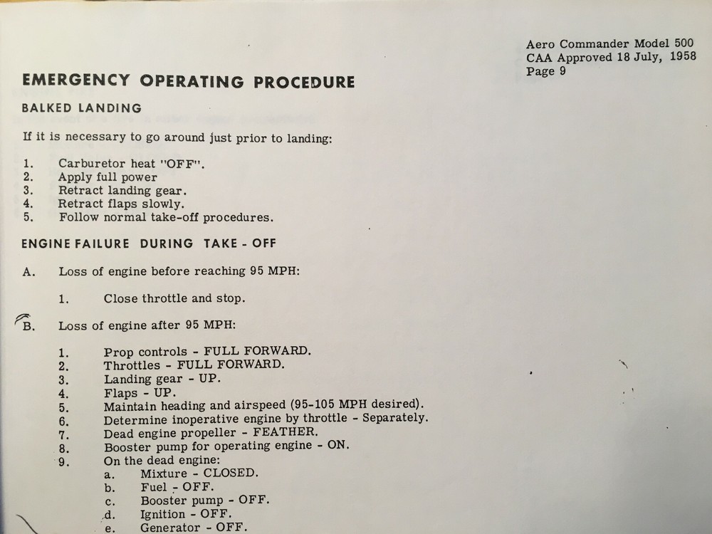 Aero Design & Engineering Commander 500 CAA Approved Pilot's Flight Manual