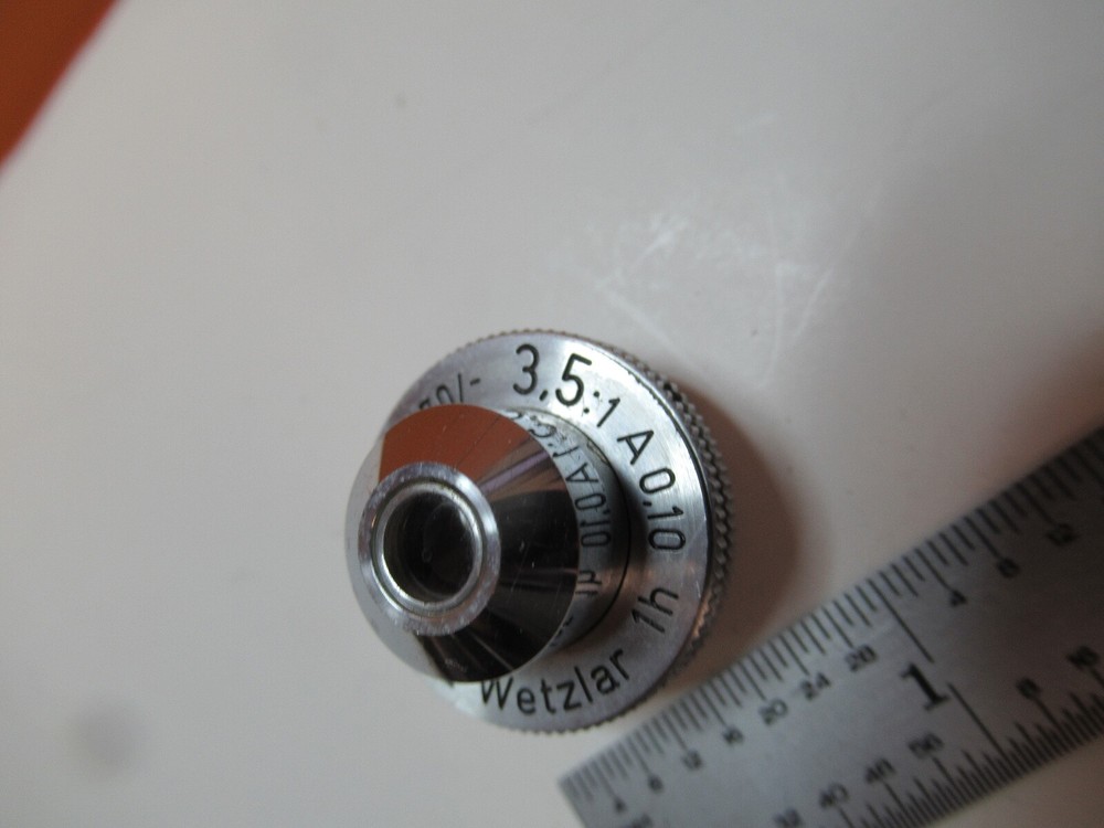 ANTIQUE OBJECTIVE LEITZ 3.5X /170 OPTICS MICROSCOPE PART AS PICTURED &16-B-77