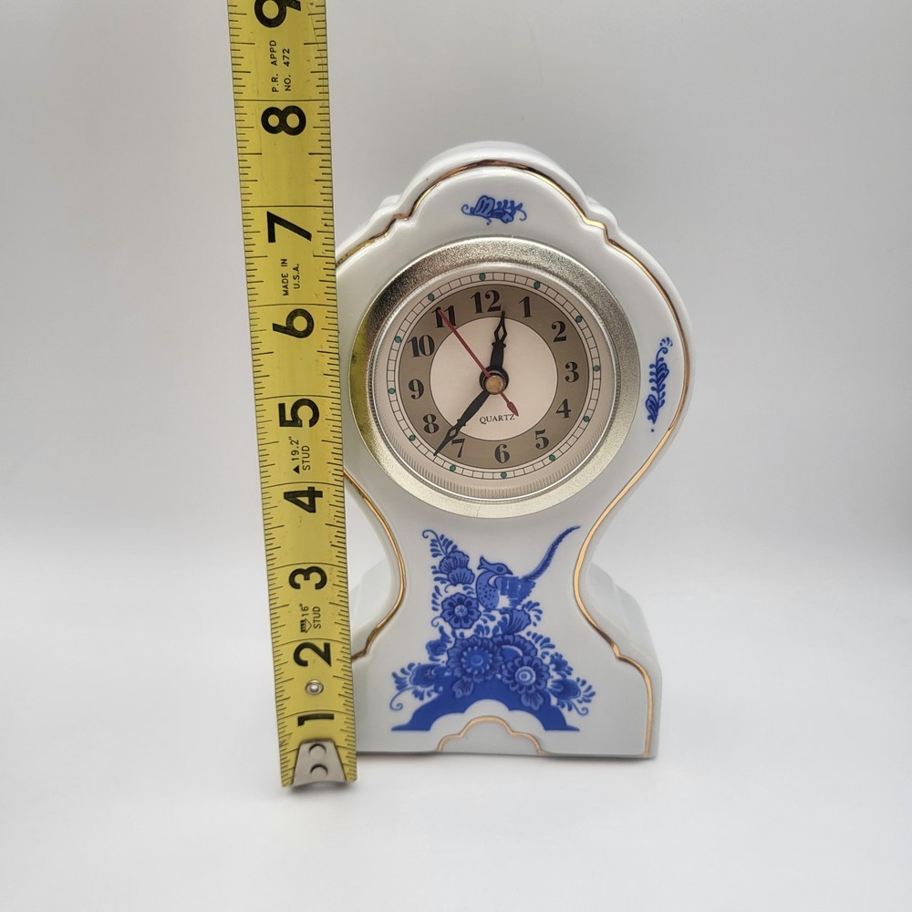 Vintage Rosdoft Park Clock Delftware Hand painted Tabletop Clock Quartz