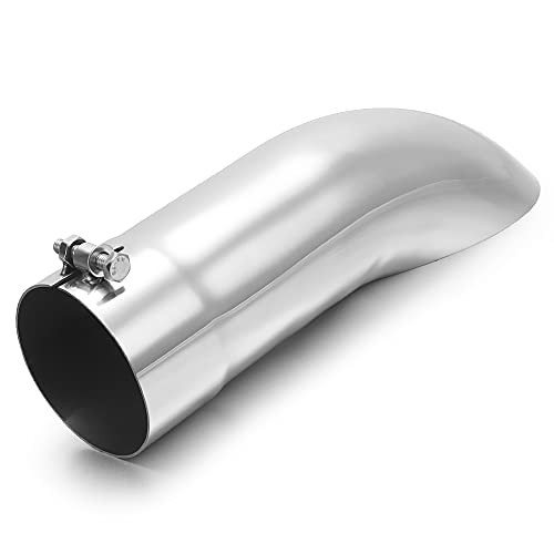 Turn Down Exhaust Tip Polished Tailpipe Tip with & Outlet 3.5" Inlet Silver