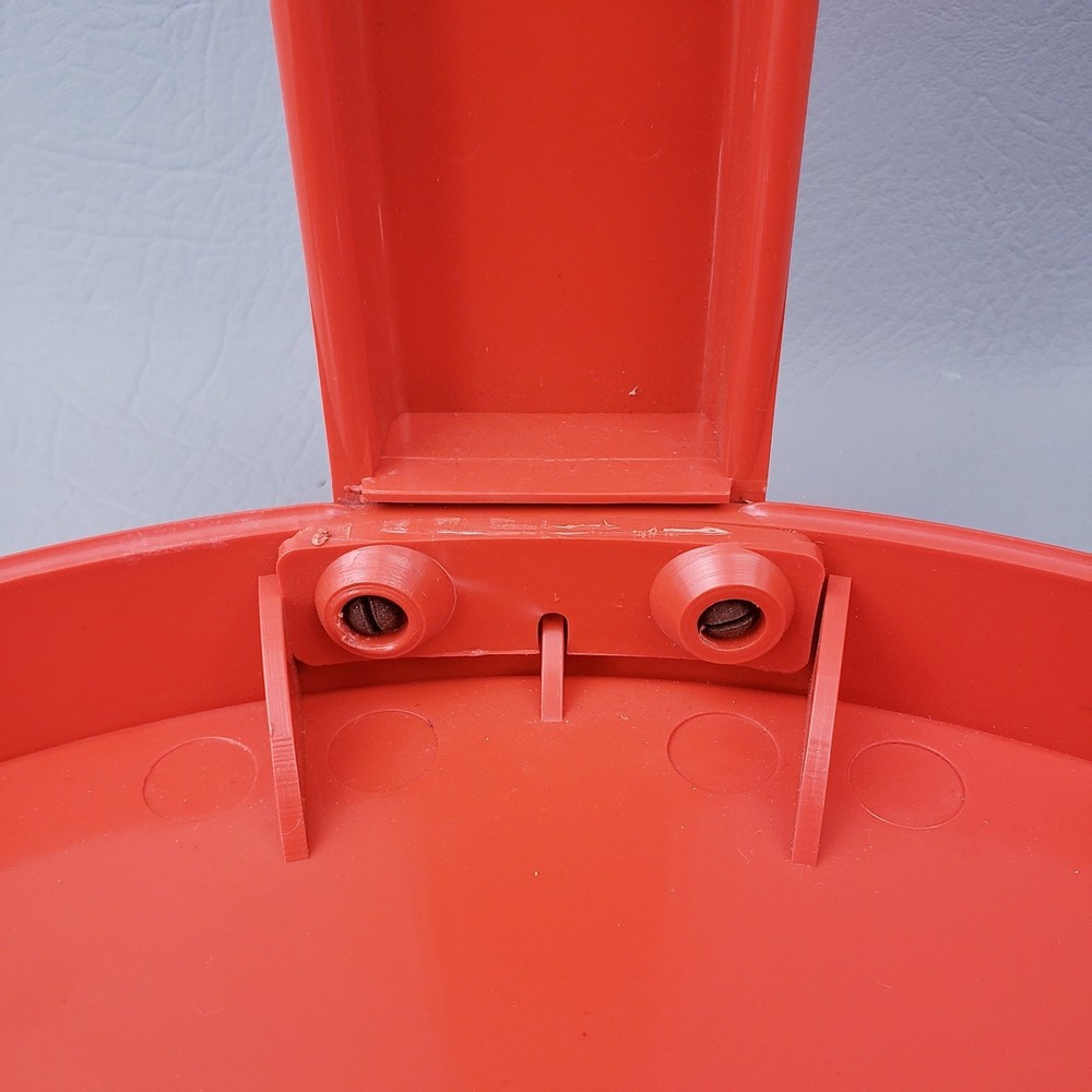 Vintage 1970s Orange Mod Three-Leg Plastic Side Table Space Age