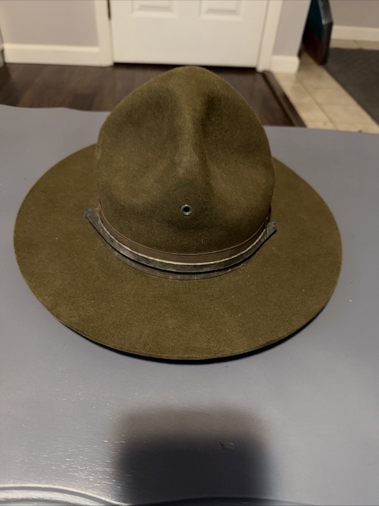 Vintage Campaign Hat / Drill Sergeant US Army Olive Green