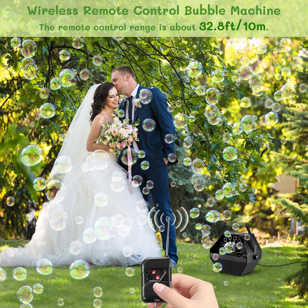 Bubble Machine 750ML Remote Control Metal Bubble Blower, Automatic Party Maker