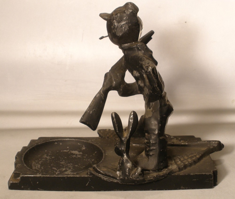 Frankart Rabbit Hunter Figural Ashtray