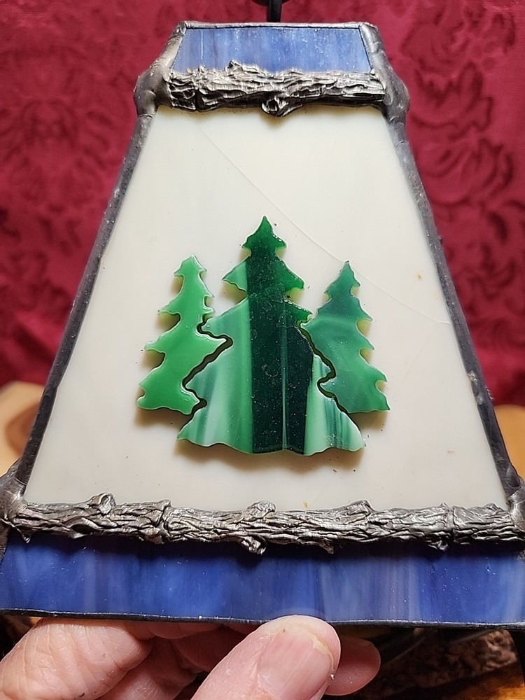 Forest Themed Stained Glass Mini Decorative Accent Night Light Read Description