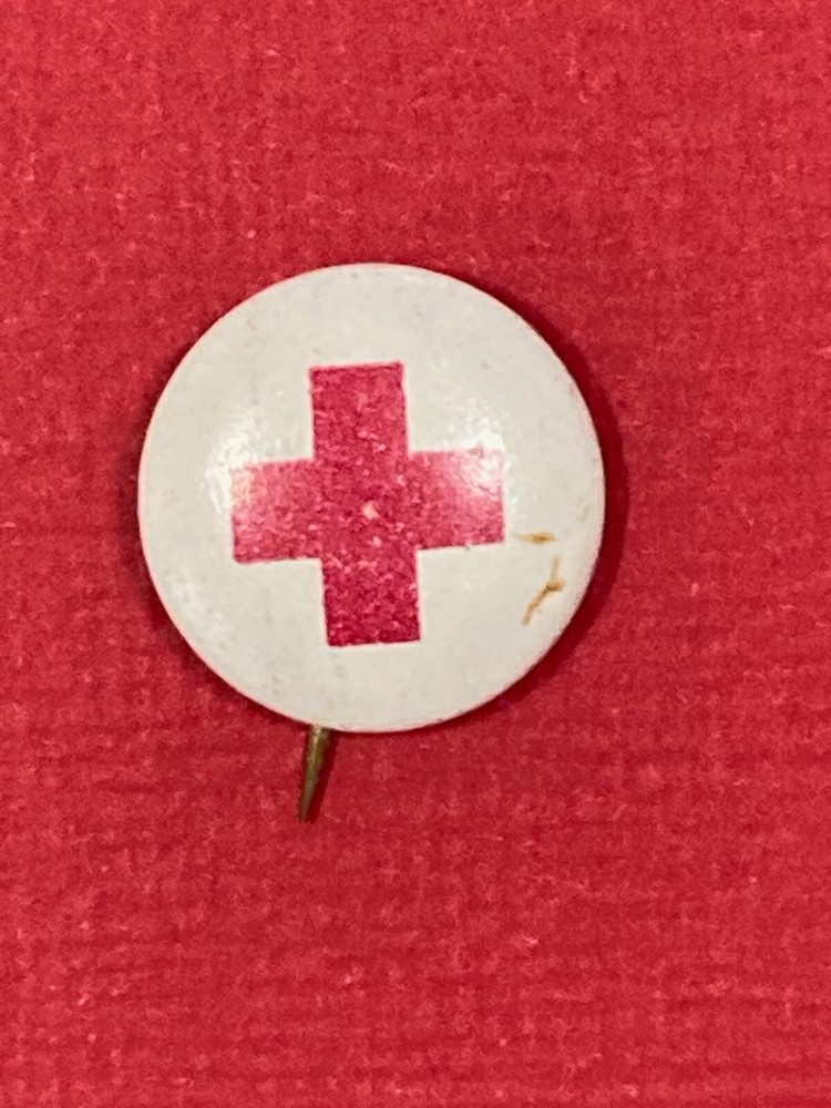 Vintage Red Cross Button / Pin