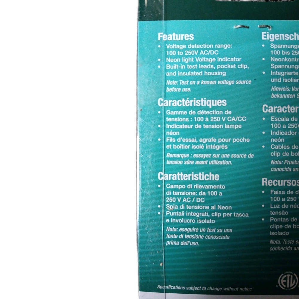 Extech ET20B Compact AC/DC Voltage Detector 100-250V
