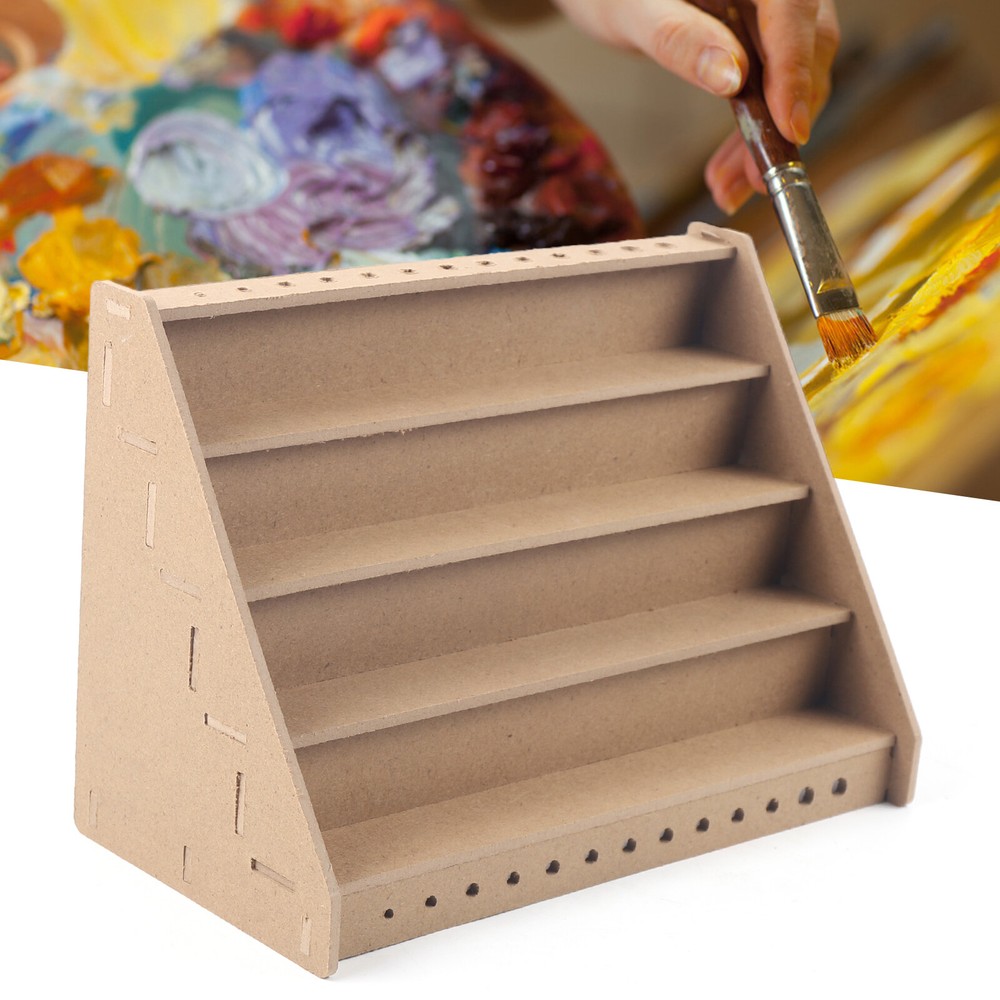 4 - Layer Wooden Paint Bottle Rack Model Organizer Storage Holder