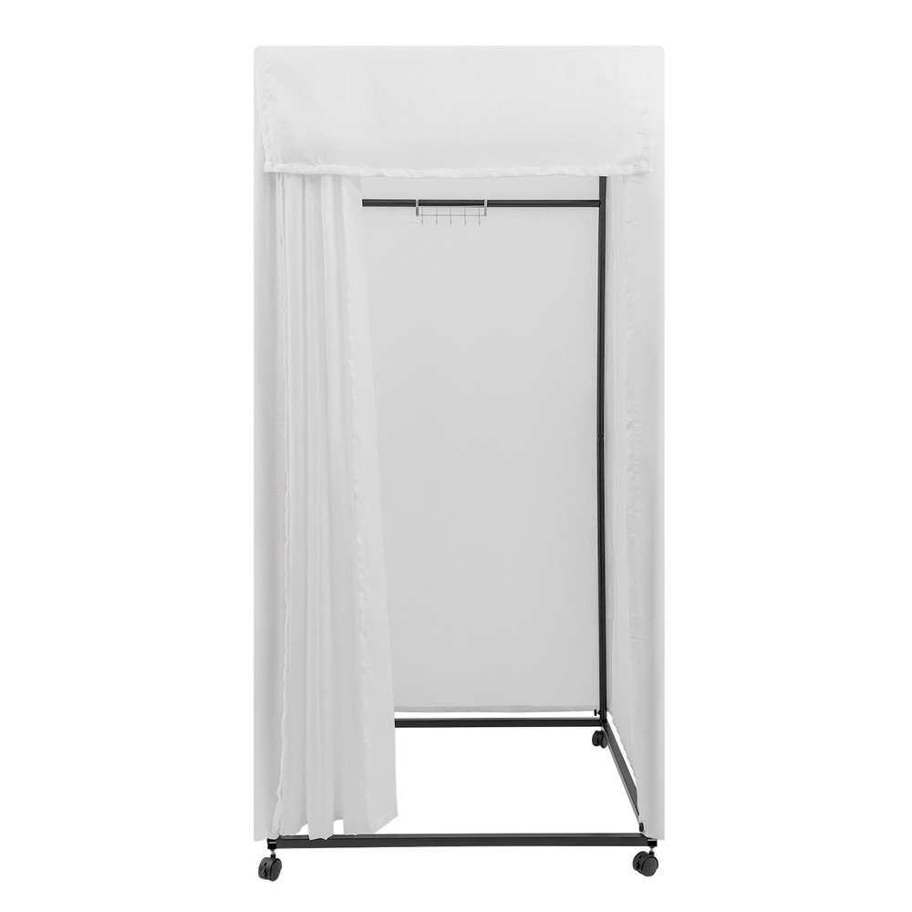 White Portable Fitting Room Changing Room Movable Dressing Room With 4-Wheels