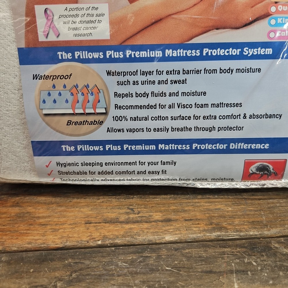 Pillows Plus Premium Mattress Protector Full Doublw Hygenic 2030 USA MADE