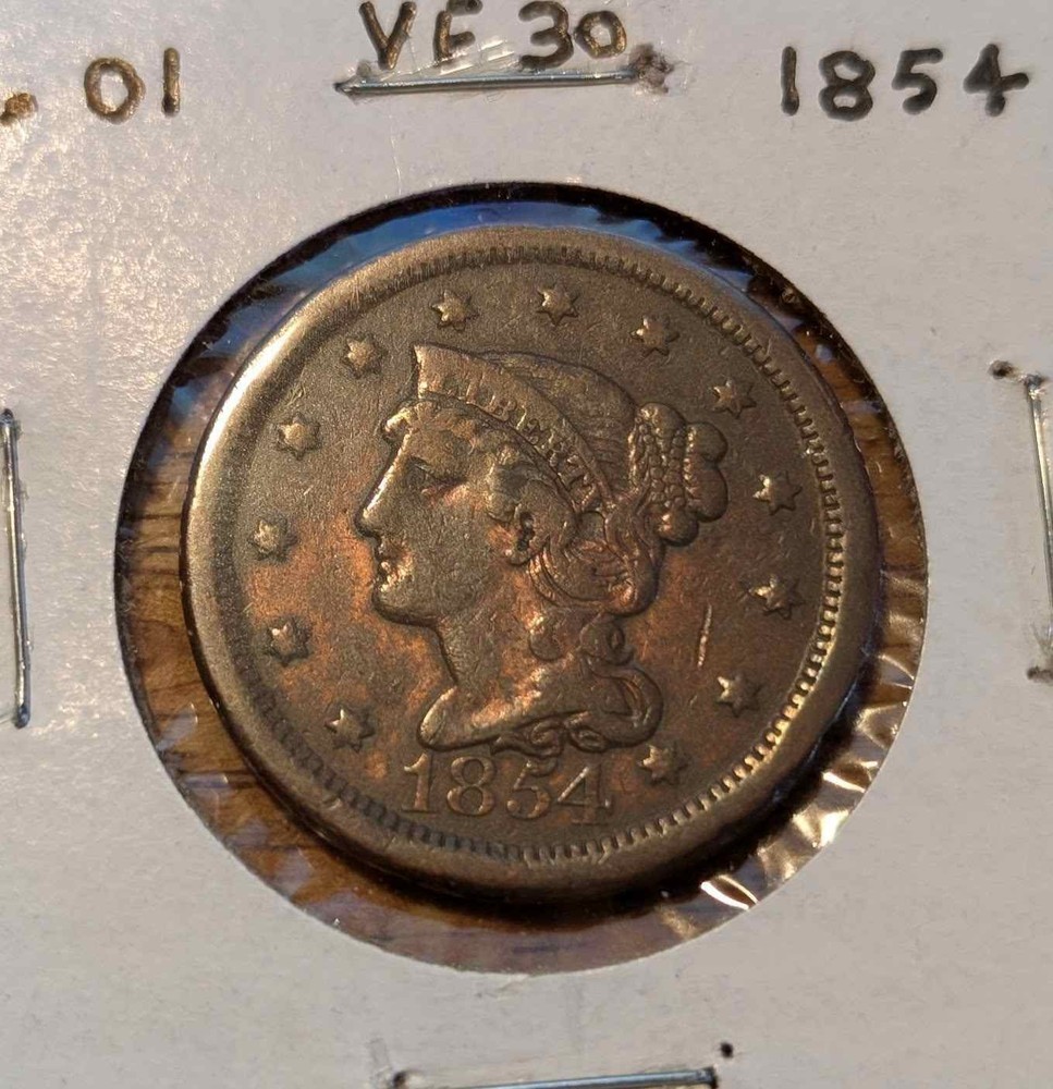 1854 - BRAIDED HAIR LARGE CENT