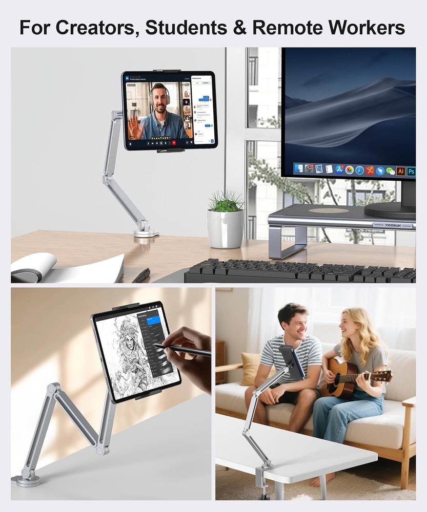 Adjustable Tablet Arm Mount with Super Grip Clamp