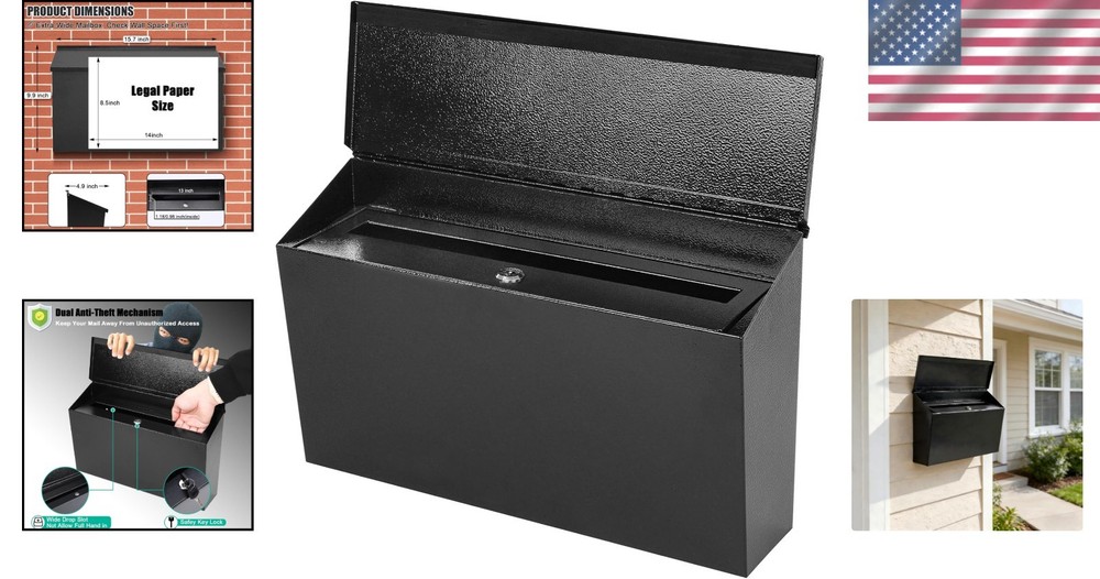 Locking Wall Mount Mailbox – Large Capacity with Key Lock for Ultimate Security