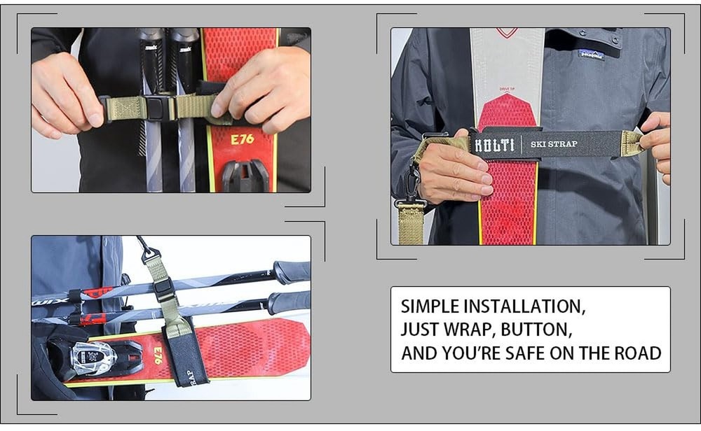 Kolti Ski Strap & Pole Carrier, Adjustable Shoulder Straps Features Cushioned...