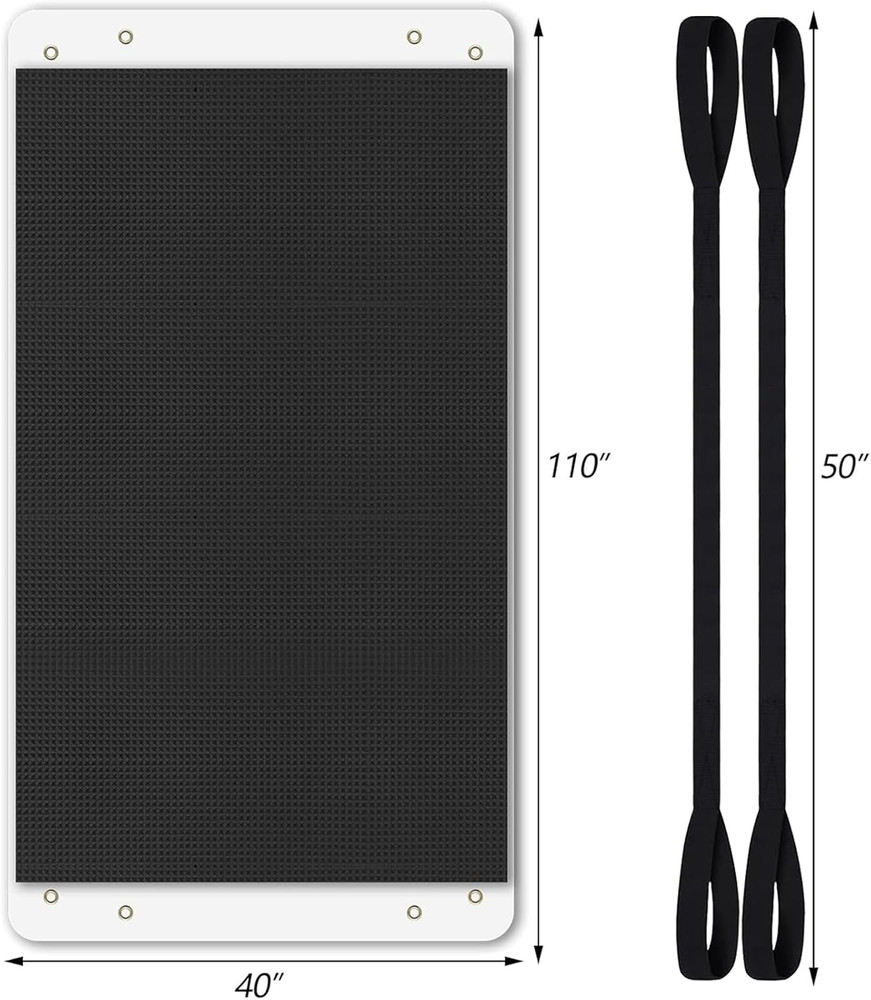 Oversized Spa Sled Mover Hot Tub Sled with Pull Cables Glide Mat Black-40"x110"