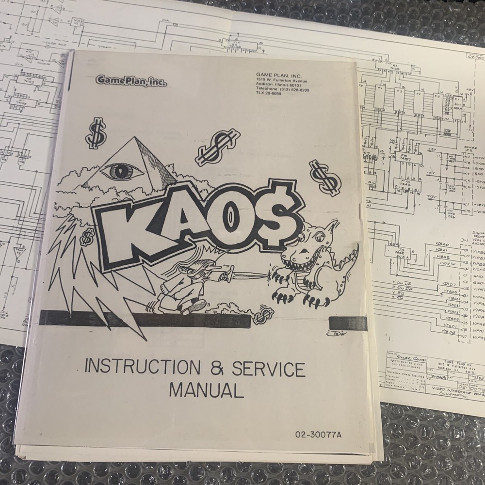 Original Kaos Game Plan   arcade Video game manual