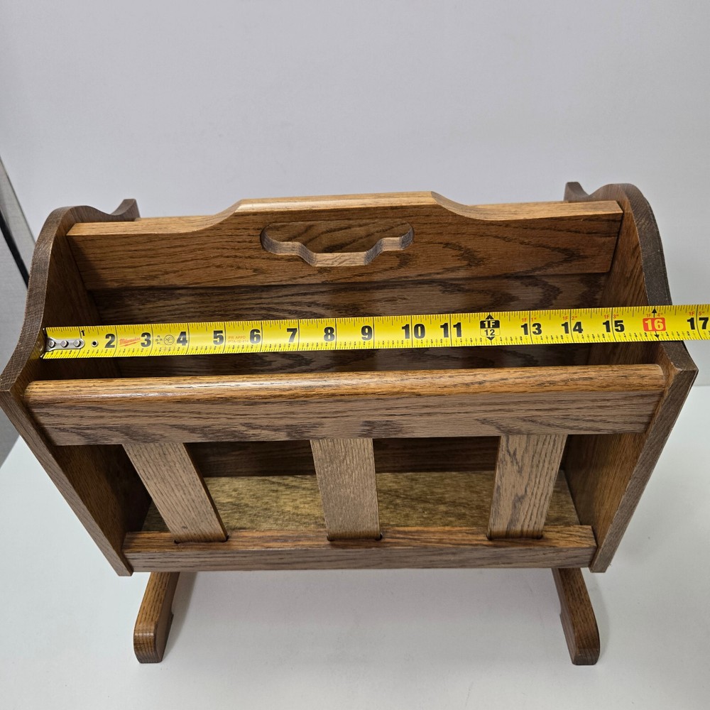 Vintage Solid Oak Magazine Rack Excellent Condition Wood