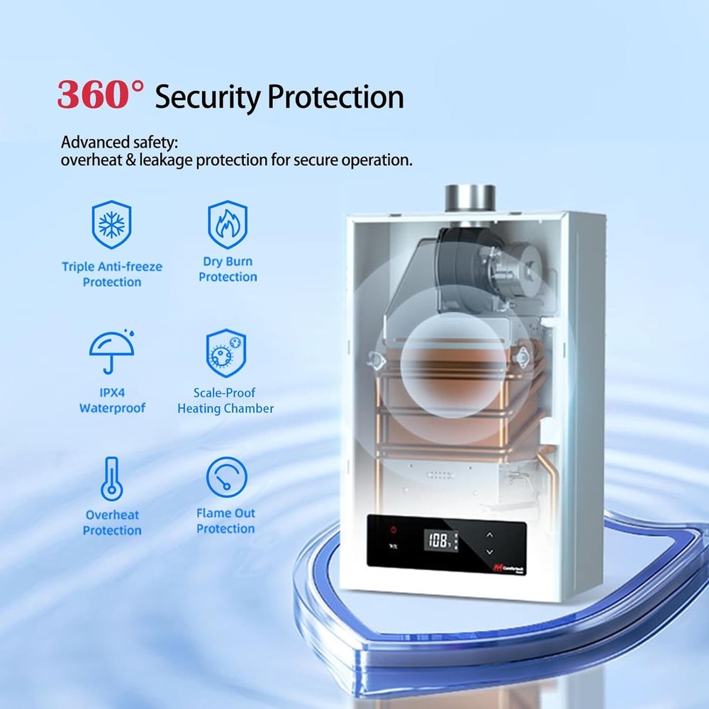 MIZUDO Tankless Water Heater Natural Gas 90,000 BTU 4.0 GPM On-Demand Hot Water